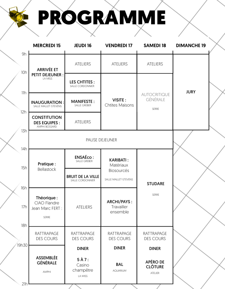Programme de la semaine